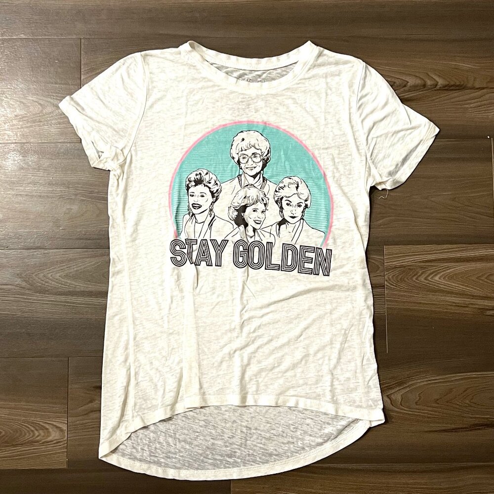 Target Golden Girls T-Shirt Women's Medium 'Stay Golden' Mint Green and Cream